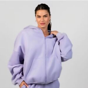 Comfrt Unisex  Lavender Zip Up Hoodie Size Large